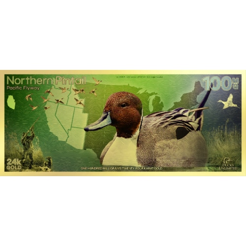 2025 Ducks Unlimited 100mg Northern Pintail Gold Note