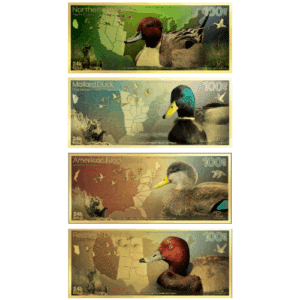 Ducks Unlimited 100mg Mallard, Northern Pintail, American Black & Redhead Gold 4 Note Set