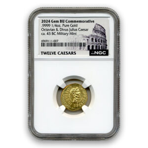 2024-44 BC OCTAVIAN + JULIUS DIVUS PORTRAIT COMMEMORATIVE RESTRIKE GEM BU