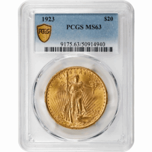 1923 $20 GOLD ST. GAUDENS PCGS MS63