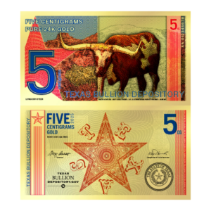 2025 5 Centigram Gold Texas Lonestar Note