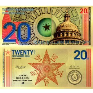 2025 20 Centigram Gold Texas Lonestar Note