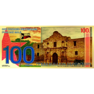 Alternative view of 2025 100 Centigram Gold Texas Lonestar Note