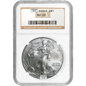 (Random Year) 1 oz American Silver Eagle NGC MS69
