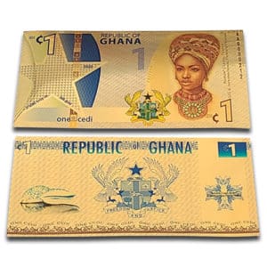 Alternative view of 2020 Republic of Ghana Cedi with Box and Cert 1/1000 OZ Currency