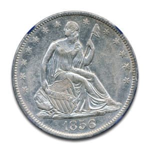 Alternative view of 1856 P 50C SS REPUBLIC SEATED LIBERTY NO MOTTO NGC SWE-2