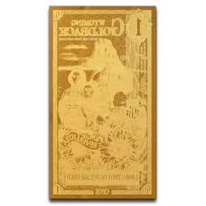 Alternative view of 1 Wyoming Goldback Note 1/1000 oz