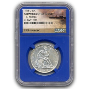 1858 O 50C SEATED LIBERTY NO MOTTO NGC-SSR E-UNC