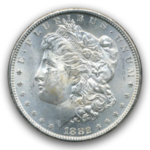 Alternative view of 1882 CC $1 Morgan Silver Dollar NGC-GSA MS64