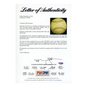 Alternative view of 1936 Cleveland Indians Team Signed Baseball