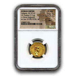 Twelve Caesars Roman Empire 37-41 AD Caligula Gold Aureus NGC CH AU 5 2
