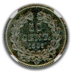 Alternative view of 1846 A 50 CENT (SIZE OF US 10C) FRANCE NGC-SSCA-2 SWE
