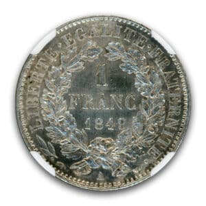 Alternative view of 1849 A 1 FRANC FRANCE NGC-SSCA-2 SWE
