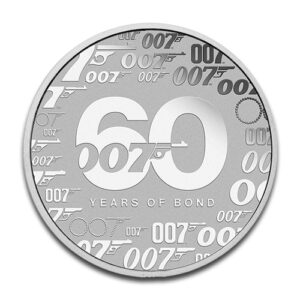 Alternative view of 2022 1 oz Tuvalu Silver 60 Years of Bond BU