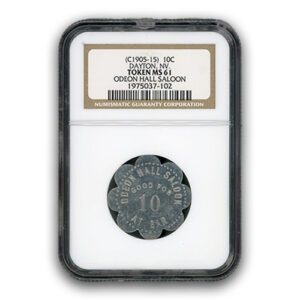 CA 1905-1915 PRIVATE 10C TRADE TOKEN ODEON HALL SALOON NGC MS61