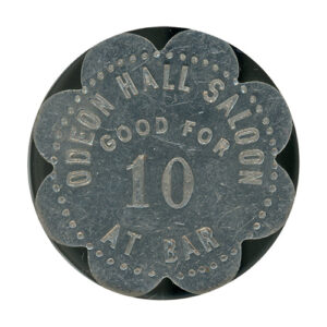 Alternative view of CA 1905-1915 PRIVATE 10C TRADE TOKEN ODEON HALL SALOON NGC MS62