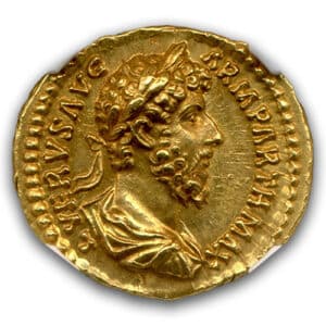 Alternative view of ROMAN Roman Empire AD 161-169 LUCIUS VERUS AUREUS NGC MS 5 4