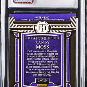 Alternative view of 2022 Randy Moss Panini National Treasures Treasure Hunt CGC Mint 9 (1g 24K Gold)