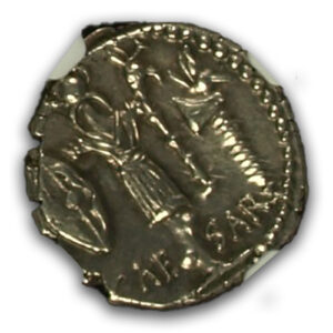 Alternative view of Twelve Caesars Roman Empire c. 48-47 BC Julius Caesar Denarius NGC AU 5 4