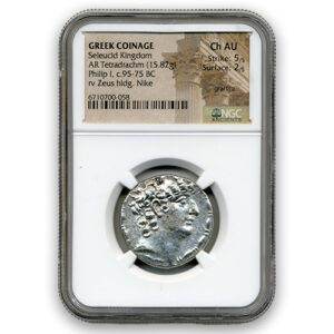 GREEK Philip I Seleucid 95-75BC Tetradrachm - Comments NGC CH AU 3 3