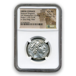 GREEK Philip I Seleucid 95-75BC Tetradrachm NGC CH AU 4 2