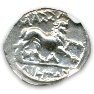 Alternative view of Gaul Massalia 2nd-1st Centuries BC Drachm-rv Lion Advancing NGC AU 4 4