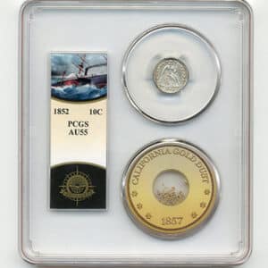 1852 10C Seated Liberty SSCA-2 AU55