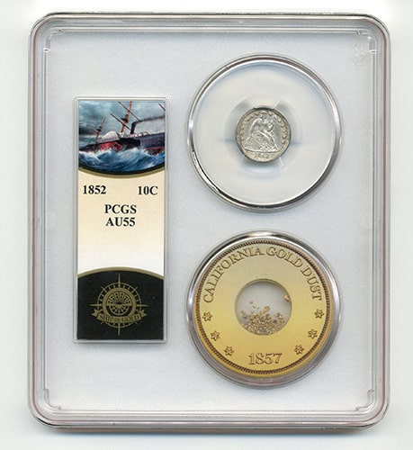 1852 10C Seated Liberty SSCA-2 AU55