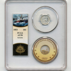 1853 10C SEATED LIBERTY - ARROWS PCGS-SSCA-2 AU50