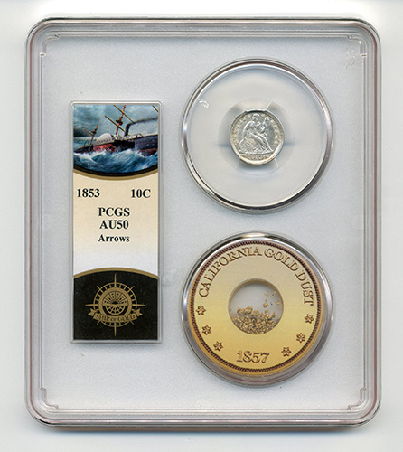 1853 10C SEATED LIBERTY - ARROWS PCGS-SSCA-2 AU50