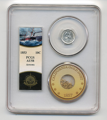 1853 10C SEATED LIBERTY - ARROWS PCGS-SSCA-2 AU58