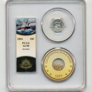 1854 10C SEATED LIBERTY - ARROWS PCGS-SSCA-2 AU50