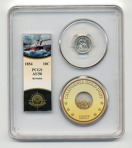 1854 10C SEATED LIBERTY - ARROWS PCGS-SSCA-2 AU50