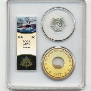 1854 10C SEATED LIBERTY - ARROWS PCGS-SSCA-2 AU53