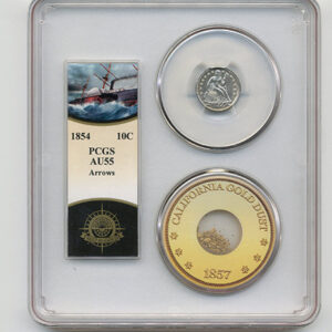 1854 10C SEATED LIBERTY - ARROWS PCGS-SSCA-2 AU55