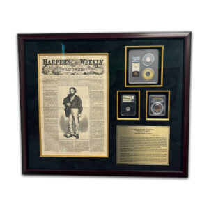 Oct 17th Harper's Weekly Frame w/ SS Central America Seated 10C, Bust 10C, Eureka Nuggets