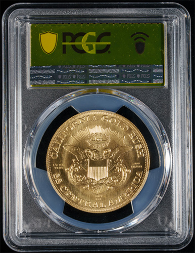 1849 (2025) $20 SSCA GOLD PLATED SILVER TYPE I LIBERTY PCGS-GOLD LABEL GEM BU - Image 2