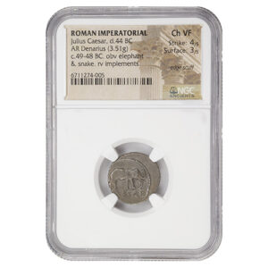 Rome Roman Empire d.44 BC Julius Caesar Denarius NGC Ch VF 4 3