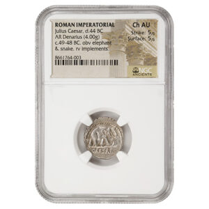 Rome Roman Empire d.44 BC Julius Caesar - AR Denarius NGC Ch AU 5 5