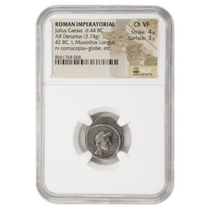 Rome Roman Empire d.44 BC JULIUS CAESAR PORTRAIT - AR Denarius NGC Ch VF 4 3