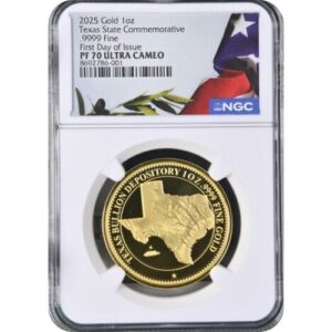 2025 Gold 1oz .9999 Texas State Commemorative Coin NGC PF70 Ultra Cameo