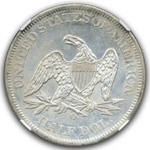 Alternative view of 1861 O 50C Seated Liberty NGC-SSR SWE