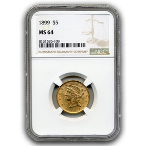 1899 $5 GOLD Liberty NGC MS64