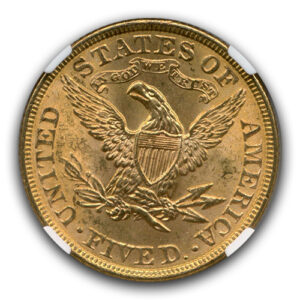 Alternative view of 1899 $5 GOLD Liberty NGC MS65
