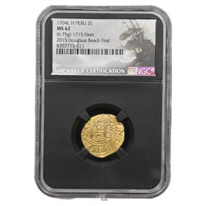 1704 LIMA PERU 2 ESCUDOS 1715 FLEET - DOUGLAS BEACH FIND NGC - 1715 FLEET MS62