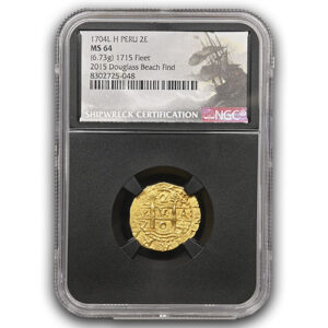 1704 LIMA PERU 2 ESCUDOS 1715 FLEET - DOUGLAS BEACH FIND NGC - 1715 FLEET MS64
