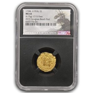 1708 LIMA PERU 2 ESCUDOS 1715 FLEET - DOUGLAS BEACH FIND NGC - 1715 FLEET MS64