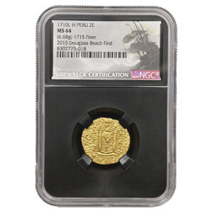 1710 LIMA PERU 2 ESCUDOS 1715 FLEET - DOUGLAS BEACH FIND NGC - 1715 FLEET MS64