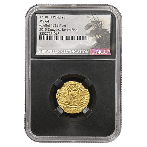 1710 LIMA PERU 2 ESCUDOS 1715 FLEET - DOUGLAS BEACH FIND NGC - 1715 FLEET MS64