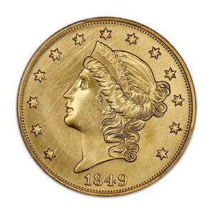 Alternative view of 1849 $20 SS CENTRAL AMERICA GOLD 1 OZ - .9999 PURE GOLD RESTRIKE PCGS GOLD LABEL SP68